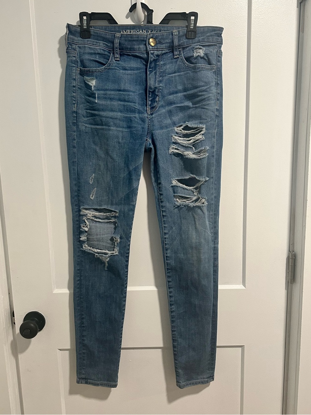 American Eagle Outfitters Ripped Skinny Jeans - Medium Blue